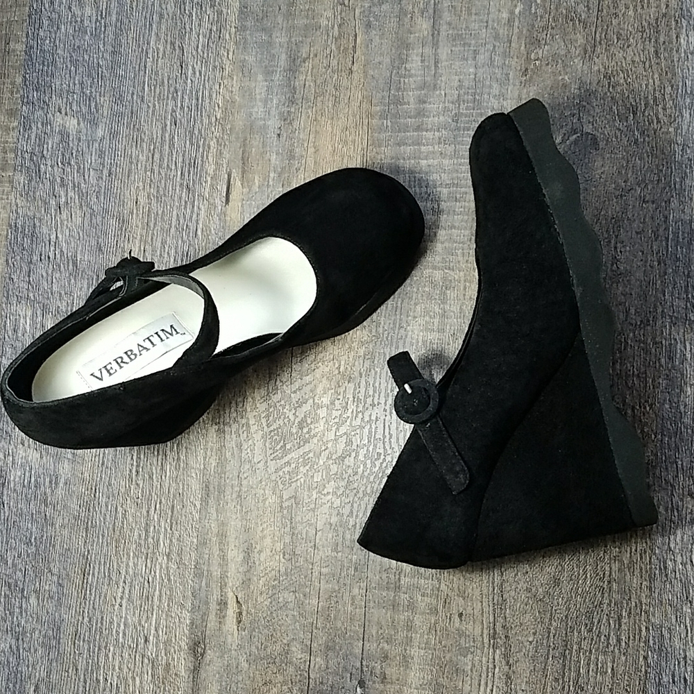 VERBATIM  Maryjane 6.5 platform BLACK  Suede Leather Covered buckle
